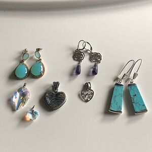 Lot of sterling silver pendants & earrings, EUC!